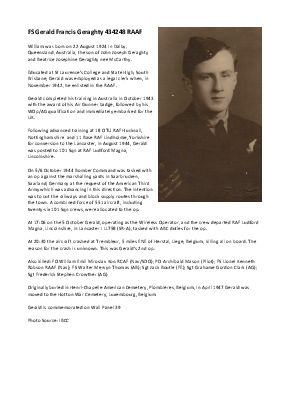 A preview of a PDF biography for Geraghty, Gerald Francis